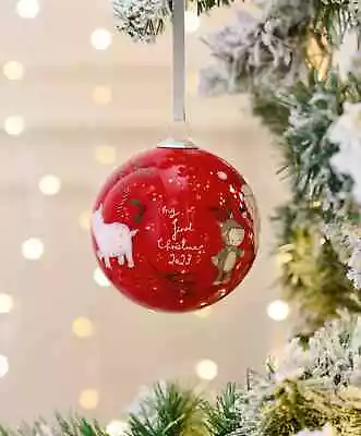 Mamas And Papas My First Christmas RED Bauble 2023 -Hand Painted Glass - Unisex • £19.99