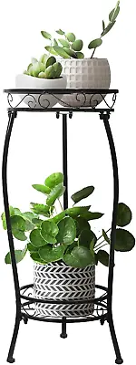 Plant Stand Indoor Outdoor 2 Tier 27 Tall Metal Potted Holder Rack Flower Pot S • $29.37