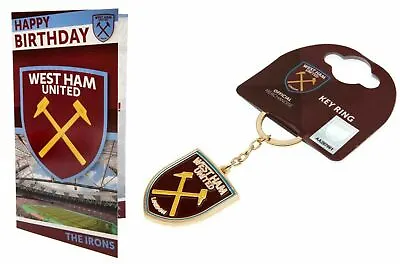 £7.99 • Buy West Ham United Football Cub Official Crest Birthday Card & Metal Keyring New
