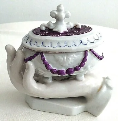 £35 • Buy Antique Victorian German Ceramic Fairing Hand Trinket Pot 