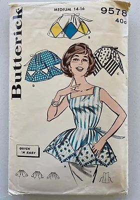 Vintage Butterick APRON Sewing Pattern 9578 ~ Full And Half Apron - Med. 14-16 • $6.99
