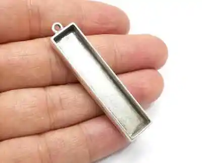 Rectangle Pendant Blanks Antique Silver Plated Jewelry Accessories • $0.99