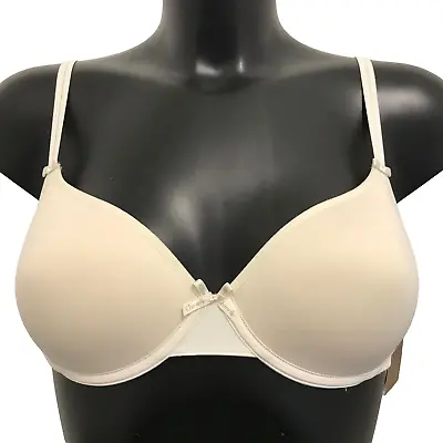 Chantelle Bra Cream 32C Basic Invisible Memory Foam T Shirt Smooth Moulded Cups • £34.99