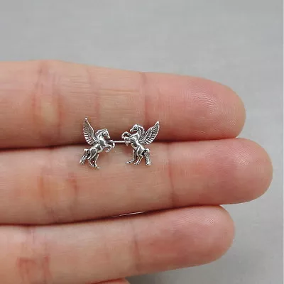 Pegasus Post Earrings - 925 Sterling Silver - Magestic Flying Horse Studs NEW • $13.95