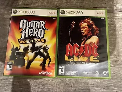 Xbox 360 Music Bundle AC/DC Live Rock Band Track Pack And Guitar Hero World Tour • $11