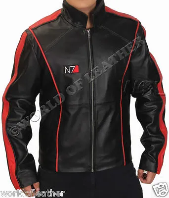 MASS EFFECT 3 - N7 COMMANDER SHEPARD STYLISH 100% Real LEATHER JACKET • $105.67