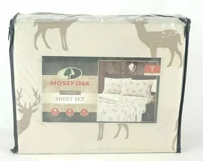 Mossy Oak Twin Bed 3 Pc Sheet Set Buck Hunting Lodge Cabin Deer Elk • $29.99