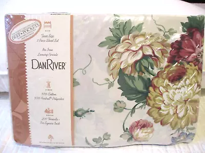 Vintage New In Pkg 3 PC Dan River Twin Bed Sheet Set Rose Floral Deep Pockets • $39