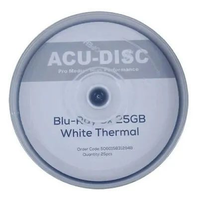 £59.99 • Buy 100x Acu-Disc ® Blu-Ray 6x White Thermal BD-R 25GB