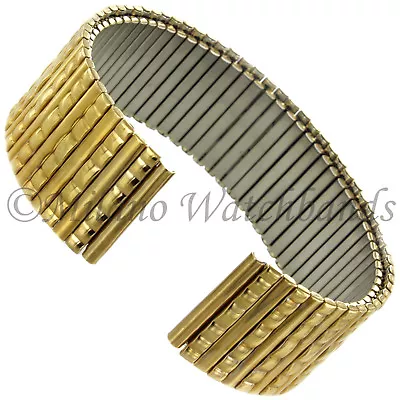 18mm Or 20mm Hirsch Gold Patterned Stainless Steel Expansion Mens Watch Band 513 • £22.13