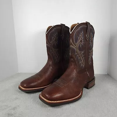 Ariat Boots Mens 10.5EE Brown Leather Square Toe Quickdraw Western Cowboy • $159.95