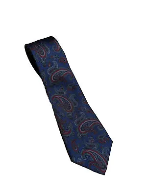 Malcolm Levene Madder Silk Tie Paisley Blue Narrow Made In Italy Designer • $14.99