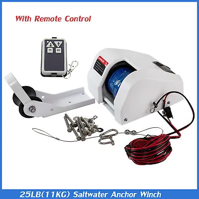 $219.99 • Buy 25 LBS Boat Electric Anchor Winch With Remote Wireless Control Marine Saltwater