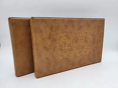 2 Vintage Horizontal 3 Ring Photo Album Landscape Binder Only Brown Gold 1970's • $23.99