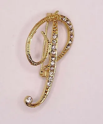 £4.80 • Buy Diamante Gold Initial Letter P Fashion Brooch Pin Brand New FREE P&P