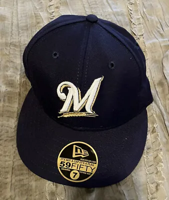 MILWAUKEE BREWERS Baseball VINTAGE New Era 7 Cap MLB Hat 59FIFTY NEW NO TAGS • $28.04