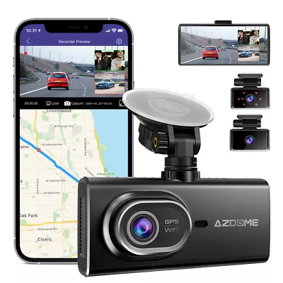$119.99 • Buy AZDOME 3 Channel 1080P Dash Cam 4  Touch Screen Front Cabin Rear IR Night Vision