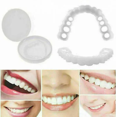 $8.80 • Buy Smile Tooth Cover Set Snap On False Teeth Upper & Lower Dental Veneers Dentures