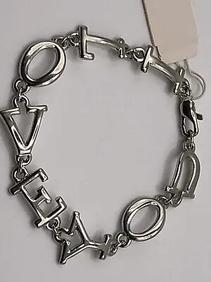 Vintage ‘I LOVE YOU’ Letter Silver Tone Bracelet With Lobster Clasp • $9.50