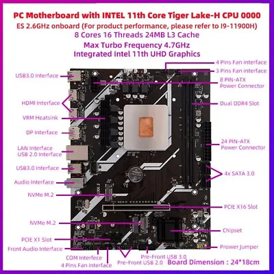 $289.99 • Buy Gaming Motherboard Computer CPU MainBoard 11th Intel Core CPU 0000 ES 2.6Ghz