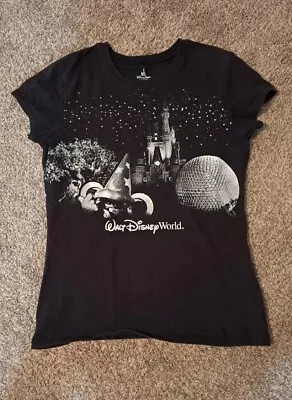 Disney Parks Walt Disney World T Shirt Womens XL Black Silver Glitter Epcot • $7