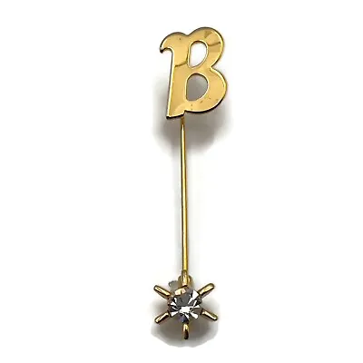 80's Vintage Avon Gold Tone Letter B Clear Rhinestone Sunburst Fashion Stick Pin • $19.99