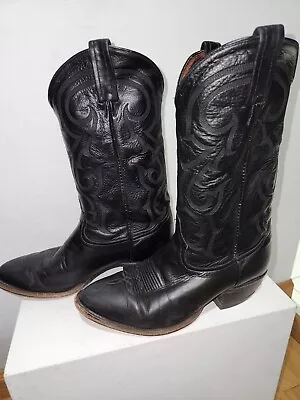 VINTAGE  TONY LAMA  Men's Boots Western Cowboy Leather Size 9.5M Black • $58