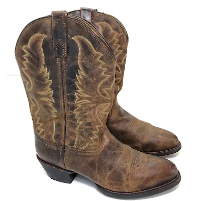 Laredo Mens 9 D Distressed Tan Brown Leather Western Cowboy Boots Model # 68452 • $59.99