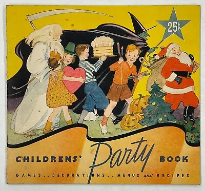 1935 Art Deco Era Children's Party Book Halloween Christmas Games Recipes VTG • $15