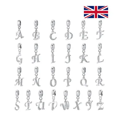 £3.99 • Buy Alphabet Letter Pendant Charm Genuine 925 Sterling Silver Gift Initials A - Z