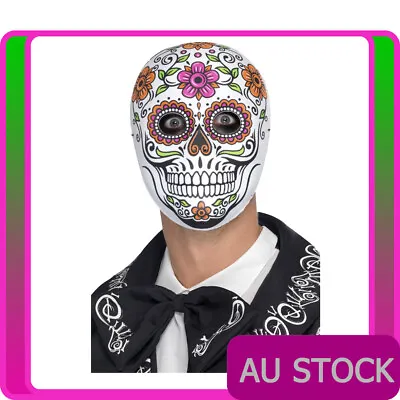 Mens Mexican Day Of The Dead Face Mask Senor Bones Sugar Skull Spanish Halloween • $28.99