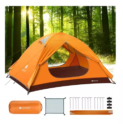 Camping Tent 2-3 Person Backpacking UV Protection Two Doors Dome Tent Easy Setup • £64.99