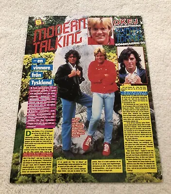MODERN TALKING 1985 Anders Clipping Poster Swedish Magazine Okej Vintage 1980s • $8