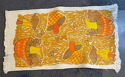 Vintage 1970s Mushroom Rug Merry Mushroom Groovy Rag Rug Orange EXCELLEN • $80