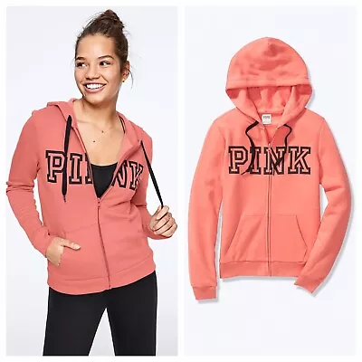 Vs Victorias Secret Pink Perfect Full Zip Hoodie Sweater Jacket Top So Rosey XS • $65.99