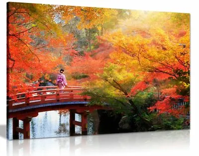 £19.99 • Buy Japanese Autumn Leaves Trees Canvas Wall Art Picture Print
