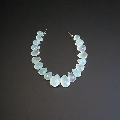 Genuine Aqua Chalcedony Faceted Briolette Semi Precious Beads 6x8mm To 12x16mm • $21.95