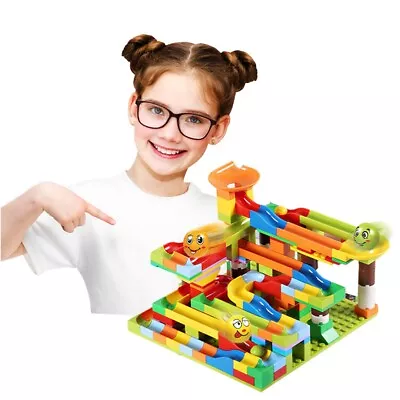 125 Pcs Kids Building Blocks Marble Run Race Construction Maze Ball Track Toys • £13.49