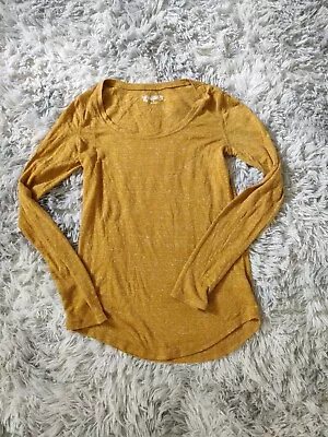 Mudd Women Gold Long Sleeve Scoop Neck Casual Pullover T Shirt Sz. S • $13