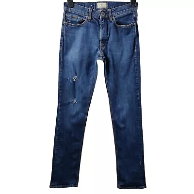 Cerruti Mens Jeans Blue W28 L31 Cotton Denim Ripped Straight Distressed Zip Fly • £17.99