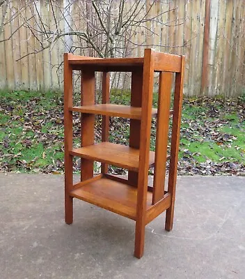 ANTIQUE Arts & Crafts MISSION OAK FREESTANDING BOOK SHELF Bookcase STICKLEY ERA • $550