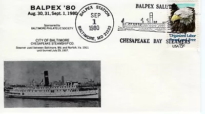 Chesapeake Bay Steamers   Baltimore Md  1980 Fdc9890 • $4.99