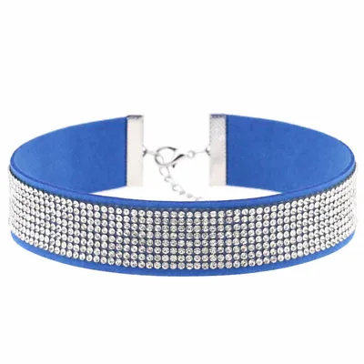 £3.49 • Buy Velvet Choker Necklace Rhinestones Diamond Crystal Boho Collar Women's Girls UK