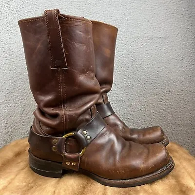 Vintage Frye Brown Leather Harness Motorcycle Men's Boots Size 10 M • $144.99