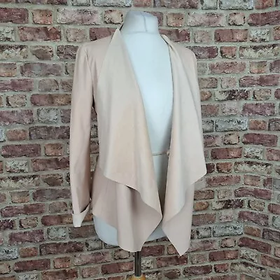 ZARA Faux Leather Jacket Nude Pink Womens Medium Waterfall Blazer • $21.14