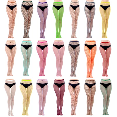 £4.65 • Buy Womens Coloured Fishnet Fashion Tights Various Colours Net Sizes Mesh Whale Neon