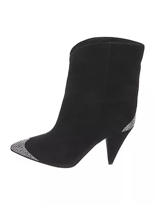 $1360 Isabel Marant ALNYA Strass Story Black Suede Crystals Heel Boots New 9 • $499