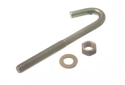 Hook Bolt Fixings + Nuts & Washers M10 X 200mm Zy Zinc Plated | Onestopdiy New • £5.49