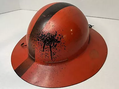 Vintage Red Coal Miner Helmet Hard Hat Fire Department Firefighter Fireman • $24.99