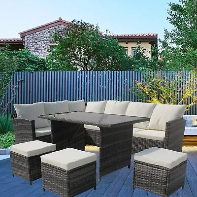 Rattan Outdoor Garden Furniture Conservatory Corner Sofa Patio Set 9 Seater • £399.99